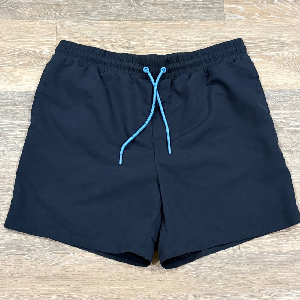 Ocean Pacific Mens Navy Swim Trunks Blue Drawstring Mesh Lined Board Shorts L